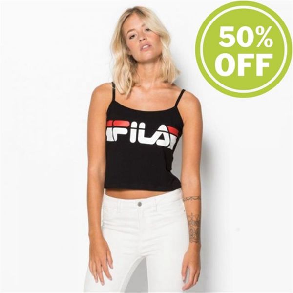 Tops Fila Mujer Negras - Brit Top Wmn Top With Thin Straps - España 147536SEI